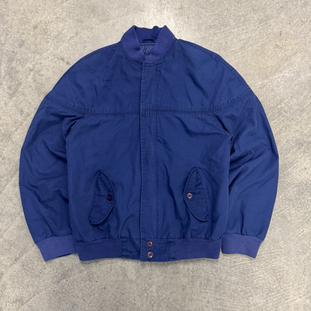 Vintage Men's Harrington Jacket Cropped Navy Blue Windcrest Poly Cotton Small
